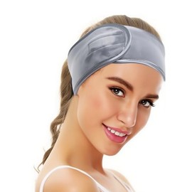 Makeup Face Wash Headband for Skincare Coral Fleece Adjustable Washing Face Spa Wide Headbands for Women Skin Care Tools,Grey