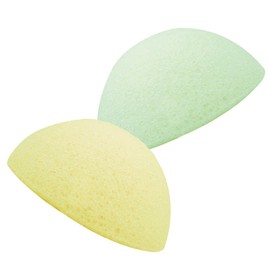 WOONEKY 2pcs Facial Sponges Dual-sided Exfoliating Face Cleaning Tools for for Travel and Daily Use Aloe and Lemon Colors Lightweight