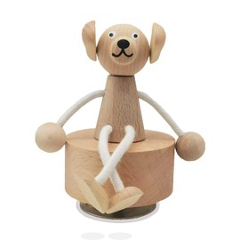 Yesnote Dog Music Box Gift for Daughter Girls, Funny Wooden Puppy Figurine with Rope Flexible Posture, Anniversary Birthday Gifts for Dog Lovers Wife Mom, Wind Up Music Box Play You Are My Sunshine