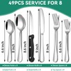 49-Piece Silverware Set with Organizer, Stainless Steel Flatware Utensils Set