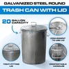 Plexon Outdoor Metal Trash Can with Lid, Galvanized Steel Outside