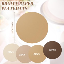 Moinchore 100 Pcs Brown Paper Disposable Place Mats Brown Paper Table Placemats for Holiday Wedding Bridal Shower Tea Party Banquet Supplies Home Dinning Decor (Coffee Color, 13 Inch)