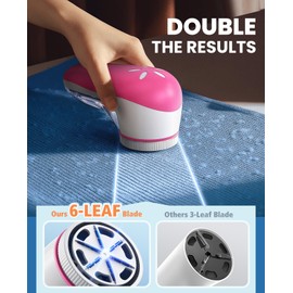 POPCHOSE Fabric Shaver, Lint Remover for Clothes, Electric Lint Shaver with 6-Leaf Blades, Sweater Shavers to Remove Pilling for Clothing, Couch, Furniture, Fuzz, Lint Ball, Bobbles, Pink
