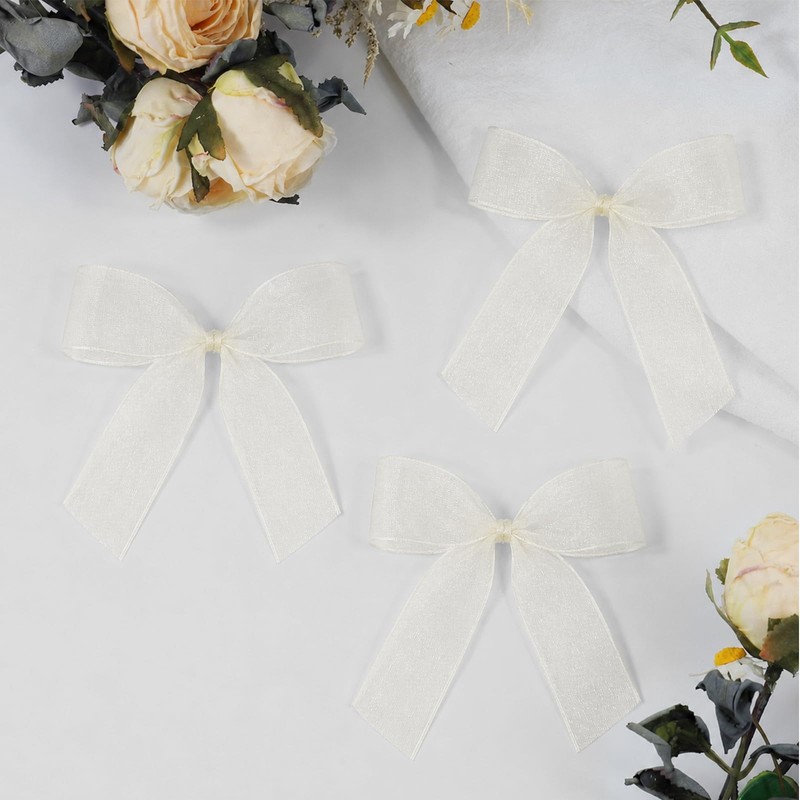 JaoZuyard Ivory White Organza Chiffon Ribbon 1 inch X 50
