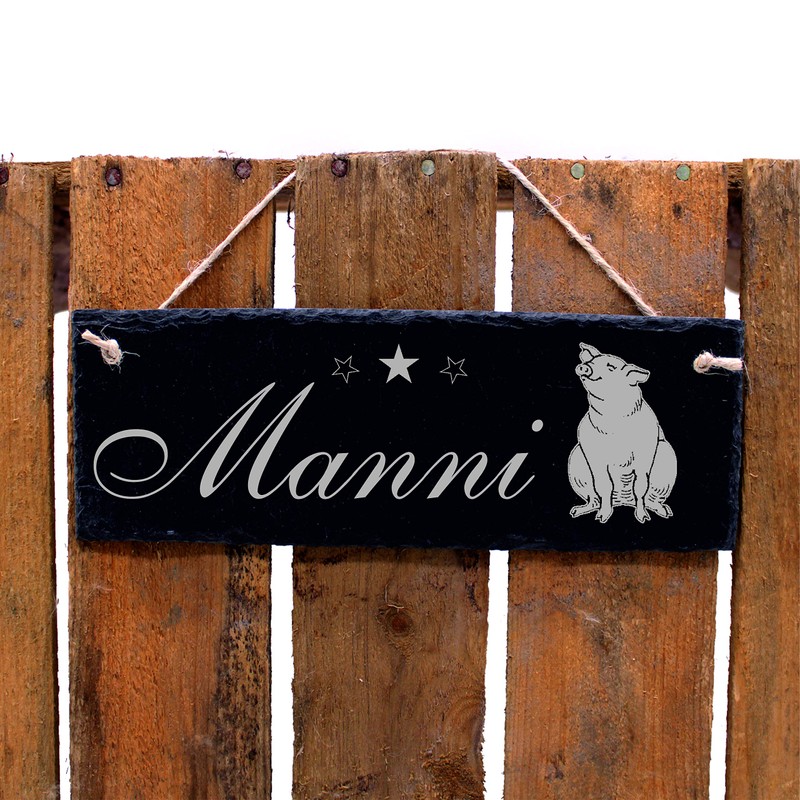 Slate Sign with Engraving Pig Sau Name Stable Name Plate