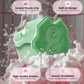 Lintach™ Silicone Body Scrubber – Gentle Exfoliating Body Scrubber – Ergonomic Shower and Bath Brush for Men and Women – Reusable and Food-Grade Silicone Brush for Smooth, Supple Skin, (Mint)