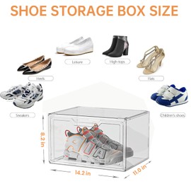 KOKOIN Magnetic Acrylic Clear Shoe Boxes – 360° Clear Plastic Stackable Sneaker Storage Box shoe Display Box Professional Grade Shoe Display Case, Shoe Organizer for Closet (10PC)