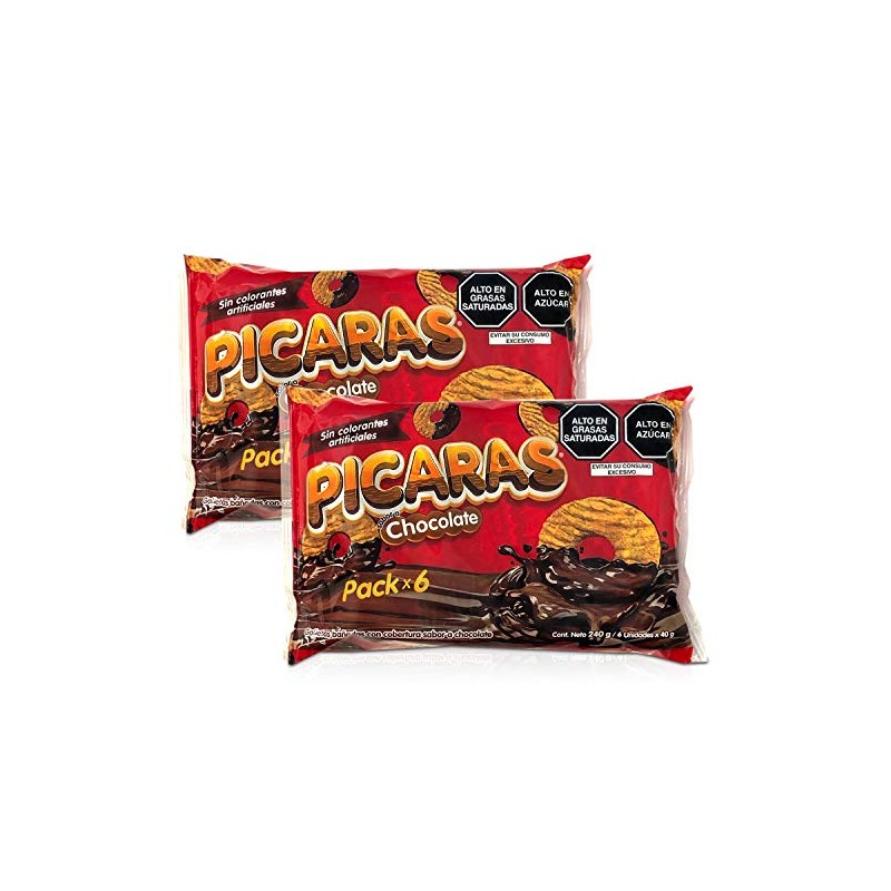 PICARAS Galletas Peruanas Bañadas en Chocolate 6 units x 40