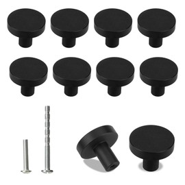 DIVINA VITAE 10 Pcs Black Drawer Knobs Round Cabinet Door Knobs Matte Black Single Hole Drawer Knob for Cabinets and Drawers Round
