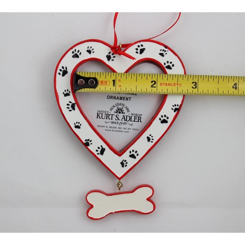 Kurt Adler Dog Heart Picture Frame - Bone Dangle and
