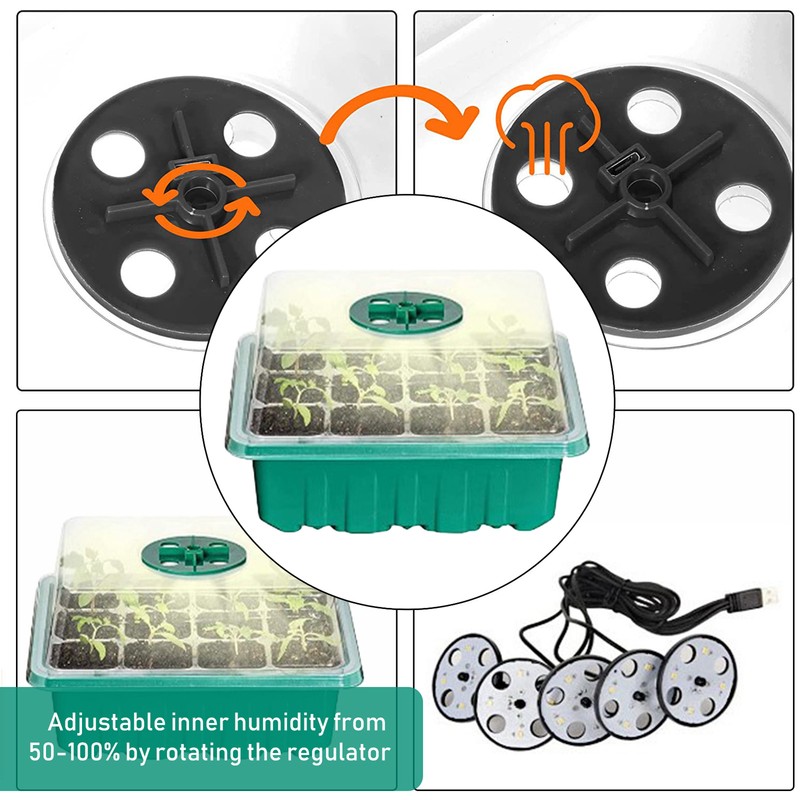 5PCS Plant Germination Starter Tray With Grow Lights for Planting