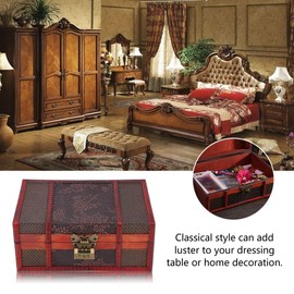 Wooden Storage Box, Handcrafted Wooden Jewelry Box with Small Lock, Keepsake Gifts Storage Box Organizer with Intricately Hand Carved, Treasure Chest Box Decorative Storage Chest Box