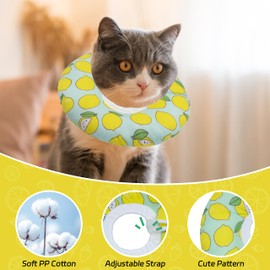 Seyezo Cat Cone Collar Soft, Adjustable Cat Recovery Collar to Prevent Licking, Cute Donut E Collar After Surgery, Comfortable Healing Elizabethan Collar for Kittens(Green Lemon, Large)