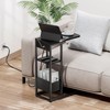 C Shaped End Table with Charging Station, Small Side Table