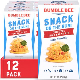 Bumble Bee Snack On The Run Chipotle Tuna Salad with Crackers Kit, Ready to Eat Spoon Included Wild Caught Tuna Shelf Stable & Convenient Protein Snack- 3.5 Oz (Pack of 12)