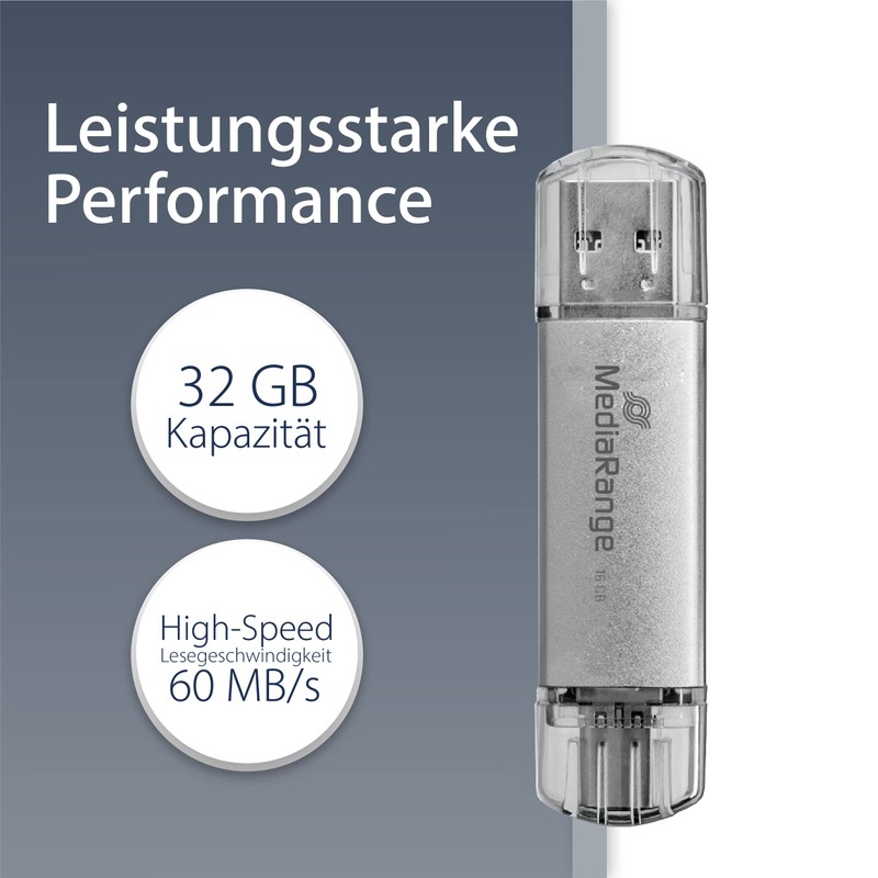 MediaRange USB 3.1 und TypeC Speicherstick 32GB - Combo Flash-Laufwerk