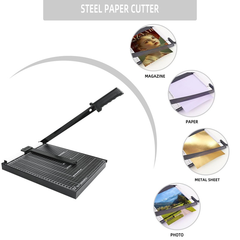 12" Guillotine Paper Cutter, Heavy Duty Trimmer with Safety Guard