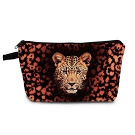 YULUENZE Cheetah Leopard Makeup Bag Cute Small Organizer Bag with Zipper Cheetah Leopard Cosmetic Bag Aesthetic Birthday Present for Women Sisters Friends -1