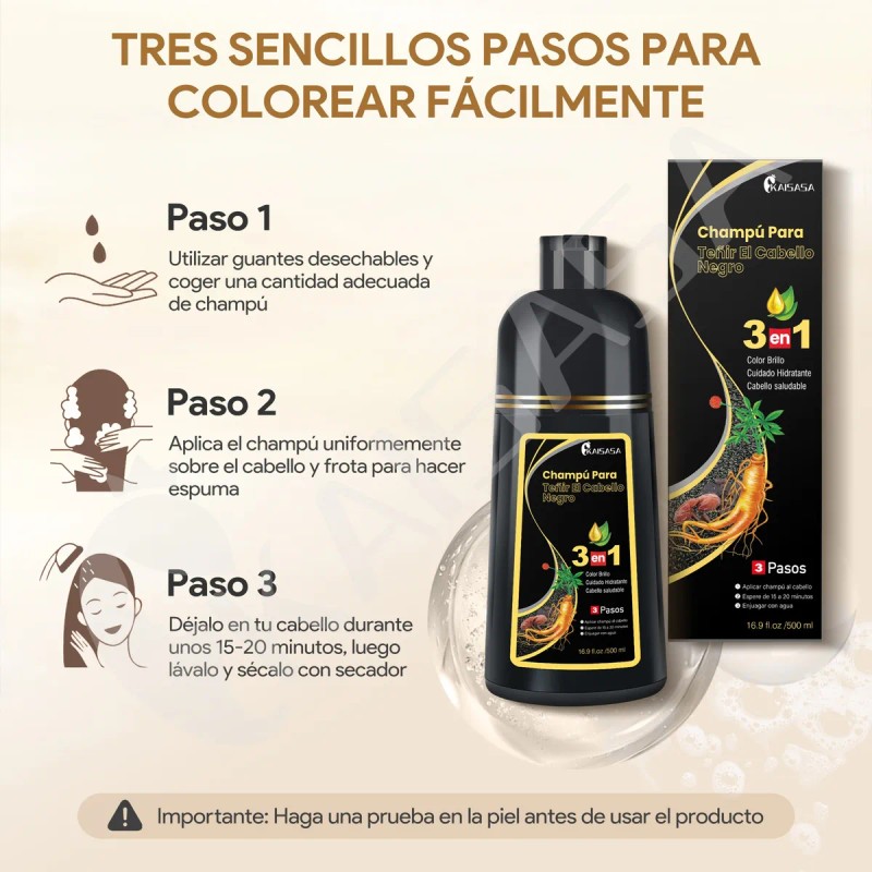 2 Pzs Shampoo Con Tinte Cubre Canas Extracto Plantas