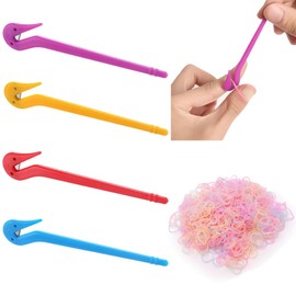 Herramienta para Cortadores Banda Cabello Elástica - Herramienta para Quitar Banda Cabello Elástica, Coletas Cortadores de Banda Elástica para el Pelo (4 PCS+1000 PCS Ligas Cabello Multicolor)
