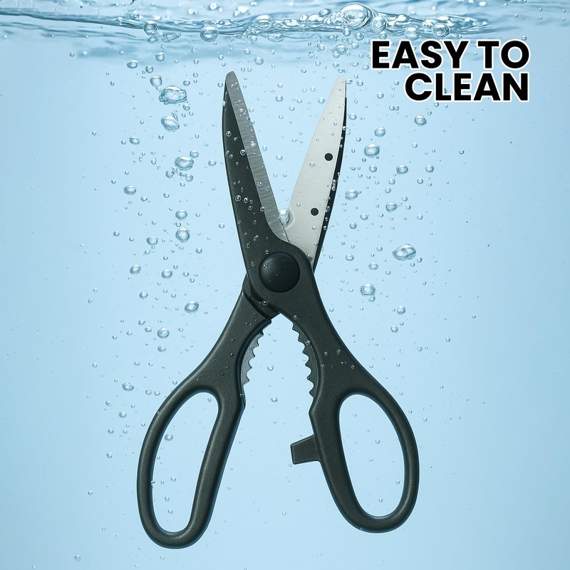 HiFEN® Black Stainless Steel Kitchen Scissors - Steel Scissors with