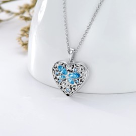 Dorunmo Women's Heart Locket Silver 925 to Open 925 Silver Locket with Crystal with Chain 45 cm with Elegant Gift Packaging Gift for Her Wife Girlfriend Mum Birthday / Christmas, Sterling Silver