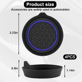 HZEL Car Cup Holder Coasters, 4PCS Non Slip Waterproof Vehicle Water Bottle Pads, Recessed Automotive Interior Drink Mat Decoration Accessories, Universal for SUV Sedan Truck (Blue/Black)