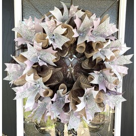 Lovely Lavender Floral Dragonfly Spring Summer Fall Deco Mesh Wreath, Front Door Wall Entryway, Patio Porch Garden, Living Room Bedroom Wall Decoration, Handmade Handcrafted