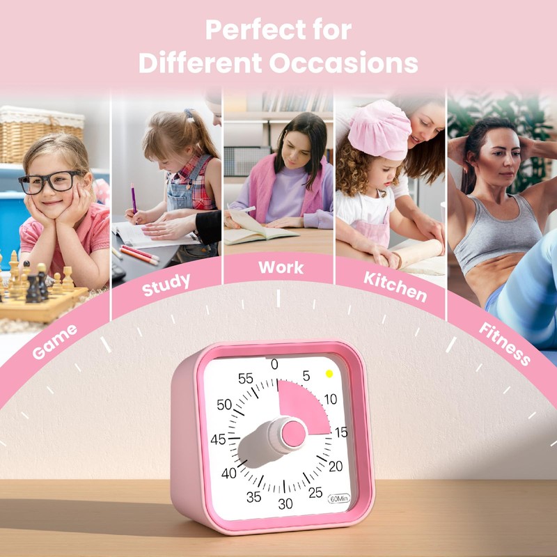 InfPokid Visual Timer for Kids with Pause Function, 60 Minute