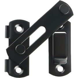 ZiYuya Flip Sliding Barn Door Lock, Stainless Steel Door Bolt Latch Buckle, Screen Door Stopper Lock Hook Eye Lock Gate Lock for Garden Bathroom Outdoor Garage Window Sliding Door Black 180° 4inch