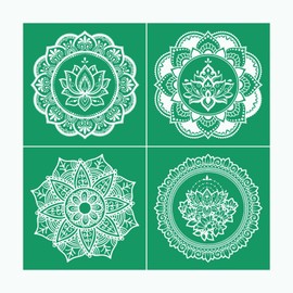 Mandala Flower Self-Adhesive Silk Screen Printing Stencils, Lotus Reusable Screen Stencil for Crafts Lotus Flower Screen Printing Mesh Stencils Painting on Wood,T-Shirt,Home Decor