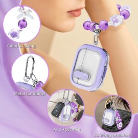 MHYALUDO for AirPods Pro Case (2023/2022/2019, 2nd/1st Gen), Compatible with Airpods Pro 2nd Generation (USB-C/Lightning Cable), Multifunctional Carry-on Bracelet with Cleaning Kit, Purple