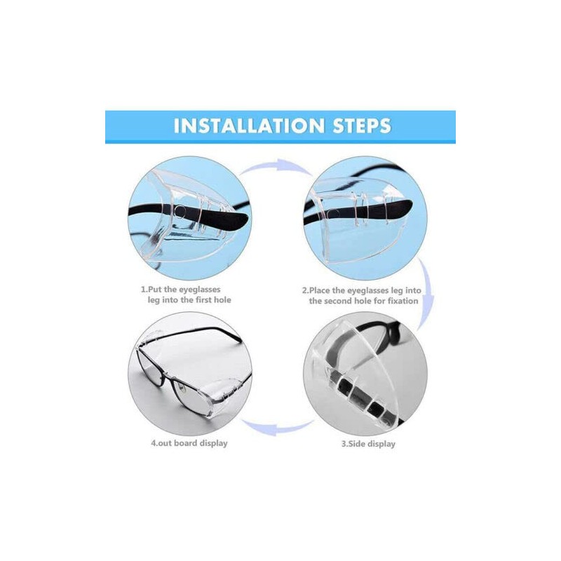 AIMALL 4 Pairs Clear Eye Goggles Side Shields Protection Universal