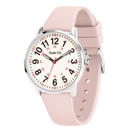 Asan Ge Nurse Watch for Nurse Medical Professionals Students Doctors Women Men Waterproof Watch 24 Hour Military Time Luminouse Easy to Read Dial with Second Hand, A-Small Pink, 35MM-Women