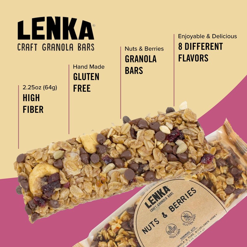 Lenka Bars - Nuts & Berries Snack Bars, Gluten Free,