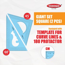 Pack of 2 Large Transparent Metric Triangle Ruler Set Square: 30 CM (12 Inch) - 30/60 Degree & 22 CM (9 inch) 45/90 Degree | Essential for School and Work use (CM Scale)