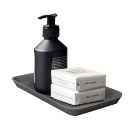 Countertop Vanity Tray, Bathroom Silicone Shatterproof Tray, Soap and Sponge Holder for Kitchen Sink Toilet Tank Tray, Bathroom Trays for Counter, Perfume Candle Key Valet Tray - Dark Gray