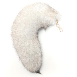Huge Fluffy White Gray Fox Tail Fur Cosplay HOOK Handbag Accessery Fashion Charm