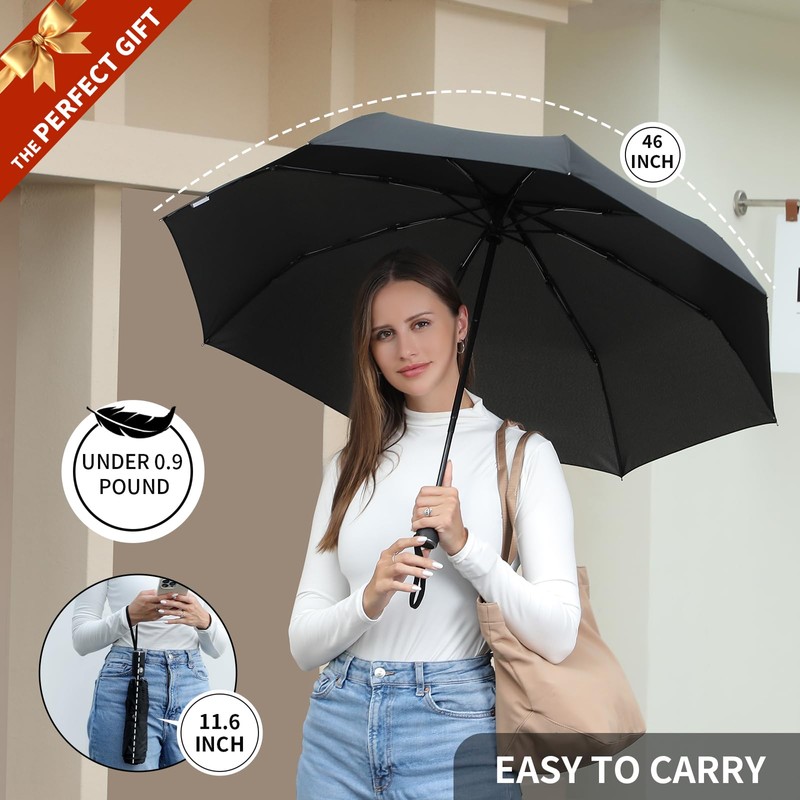 Anntrue Windproof Travel Umbrella, Auto Open Close Lightweight Compact Portable