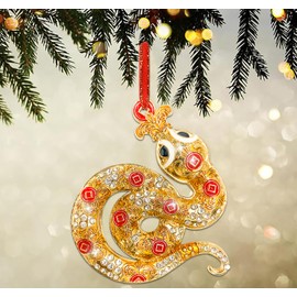 JUESMOS Golden Snake Ornaments for Christmas Tree Metal Snake Christmas Ornaments Snake Christmas Tree Ornaments Snake Decor Christmas Snake Gifts for Women Girls Mom Snake Keepsake for Snake Lovers