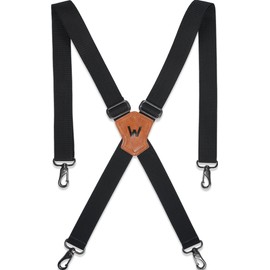WELKINLAND 1.5Inch Black Suspenders, Heavy Duty Work Suspenders Men, Comfortable Black Suspender Men Belt Loop, Sturdy Suspender Jeans Hooks