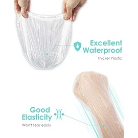 Auban Gorro de ducha desechable, 100 unidades de gorras de baño de plástico transparente grueso impermeable para tratamiento del cabello, spa, hotel y