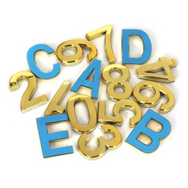 NumRealm Door Number, 3D Waterproof House Numbers, Self Adhesive Mailbox Address Garden Apartment Hotel Signage, Gold-0 to 9