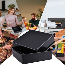 imposyu Set of 2 Baking Moulds Small, Square Casserole Dish Made of Stainless Steel Core, Square Brownie Baking Mould, Casserole Dish Square with Non-Stick Coating for Lasagna Brownie Cakes 15 x 15 x