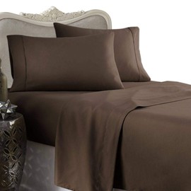 Luxurious MOCHA Solid Solid/Plain, CAL KING Size, 1200 Thread Count Ultra Soft Single-Ply 100% Egyptian Cotton, Extra Deep Pocket Four (4) Piece Bed Sheet Set with 2 Pillow Cases 1200TC