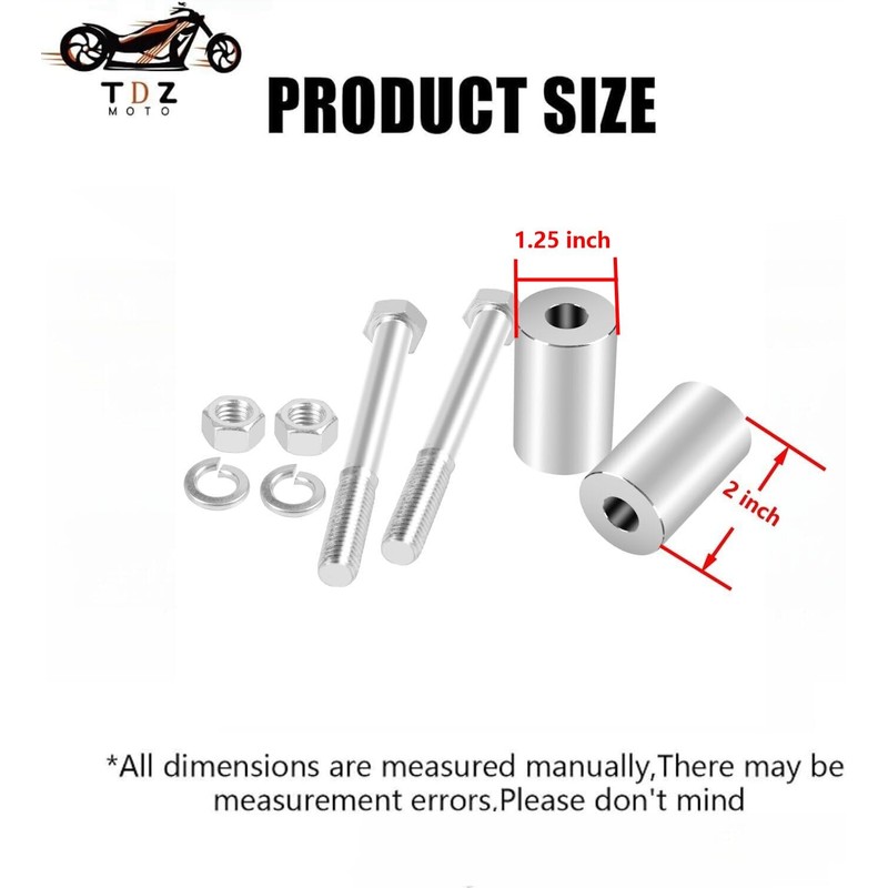 TDZ 2'' Inch Rise Handlebar Risers Extension For Harley 1-1/4''