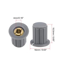 sourcing map 10Pcs 4mm Insert Shaft 16x16.5mm Plastic Potentiometer Rotary Knob Grey