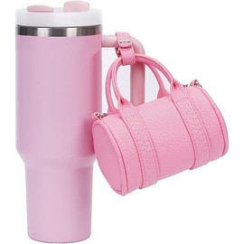 Lushandy - Mini bolsa de cosméticos de piel auténtica, pequeña bolsa de maquillaje con forma de lona, bonita bolsa de lápiz labial, llavero cartera,  