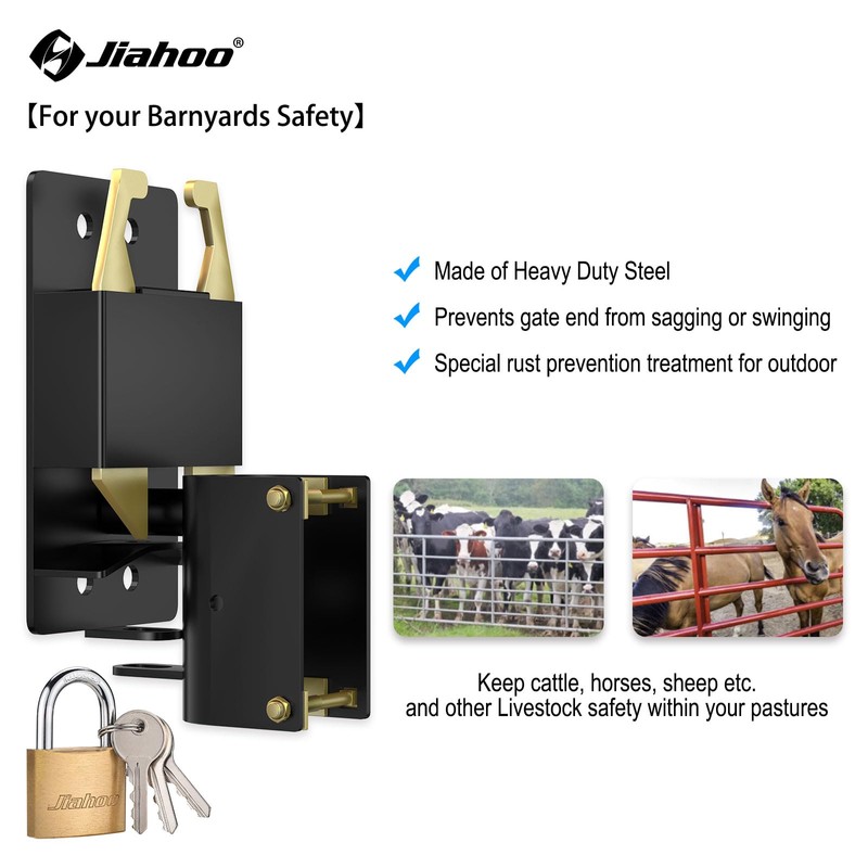 JIAHOO 2 Way Farm Gate Latch, Heavy Duty Gate Latches
