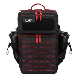 LHI Tactical Military Backpack for Men and Women 45L Large Molle Army Assault Pack 3 Day Travel Backpacks - Red zipper